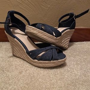 Denim espadrille wedges
